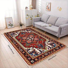 Boho Vintage Style Area Rug Faux Cashmere Persian Rug Non Slip TPR Backing Mat