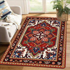 Boho Vintage Style Area Rug Faux Cashmere Persian Rug Non Slip TPR Backing Mat