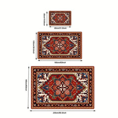 Boho Vintage Style Area Rug Faux Cashmere Persian Rug Non Slip TPR Backing Mat