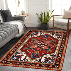 Boho Vintage Style Area Rug Faux Cashmere Persian Rug Non Slip TPR Backing Mat