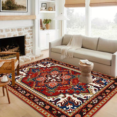 Boho Vintage Style Area Rug Faux Cashmere Persian Rug Non Slip TPR Backing Mat