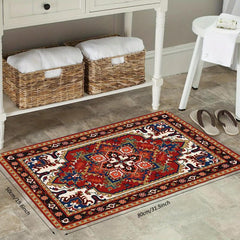 Boho Vintage Style Area Rug Faux Cashmere Persian Rug Non Slip TPR Backing Mat