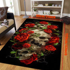 Gothic Living Room Carpet Mat Halloween Horror Skull Print Area Rug