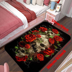Gothic Living Room Carpet Mat Halloween Horror Skull Print Area Rug