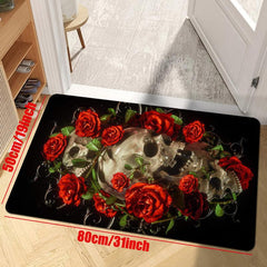Gothic Living Room Carpet Mat Halloween Horror Skull Print Area Rug