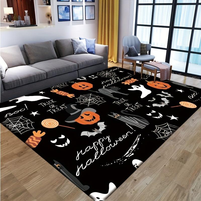 Skull Pumpkin Print Carpet Halloween Doormat Floor Mat Soft Carpet