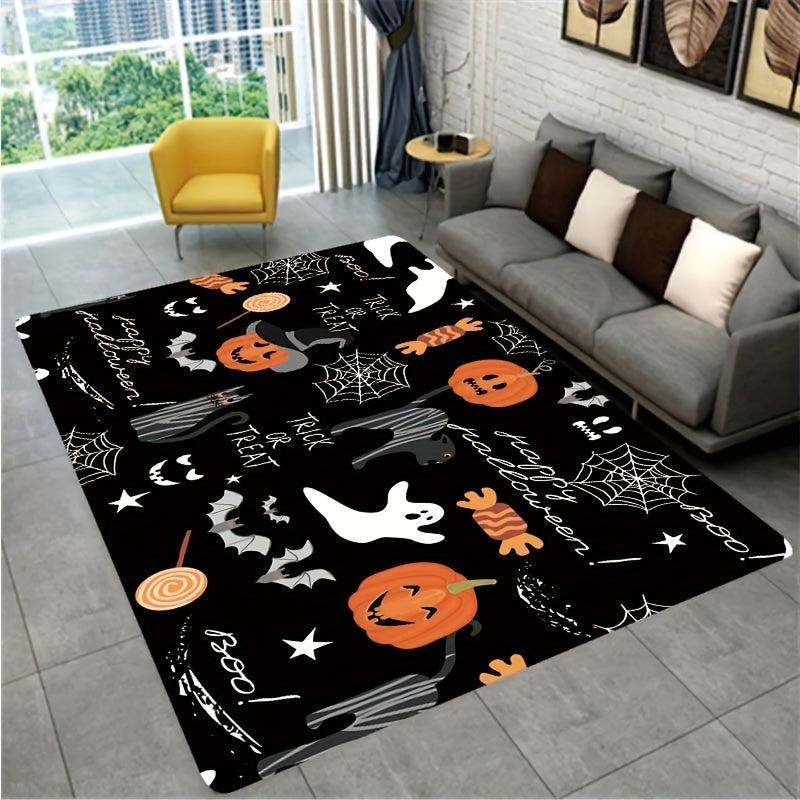 Skull Pumpkin Print Carpet Halloween Doormat Floor Mat Soft Carpet
