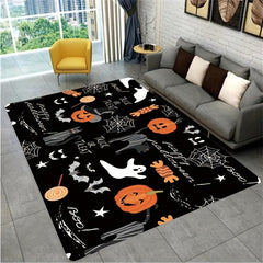 Skull Pumpkin Print Carpet Halloween Doormat Floor Mat Soft Carpet