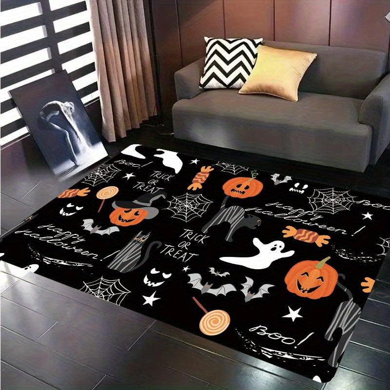 Skull Pumpkin Print Carpet Halloween Doormat Floor Mat Soft Carpet