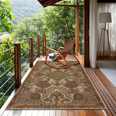 Vintage Floral Woven Area Rugs Anti slip Distressed- Washable Rugs For Patio