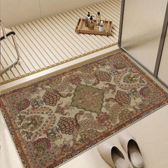 Vintage Floral Woven Area Rugs Anti slip Distressed- Washable Rugs For Patio