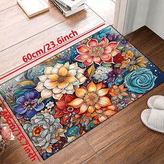 Colorful Floral Area Rugs Non-slip Resistant Rug - Washable Carpet