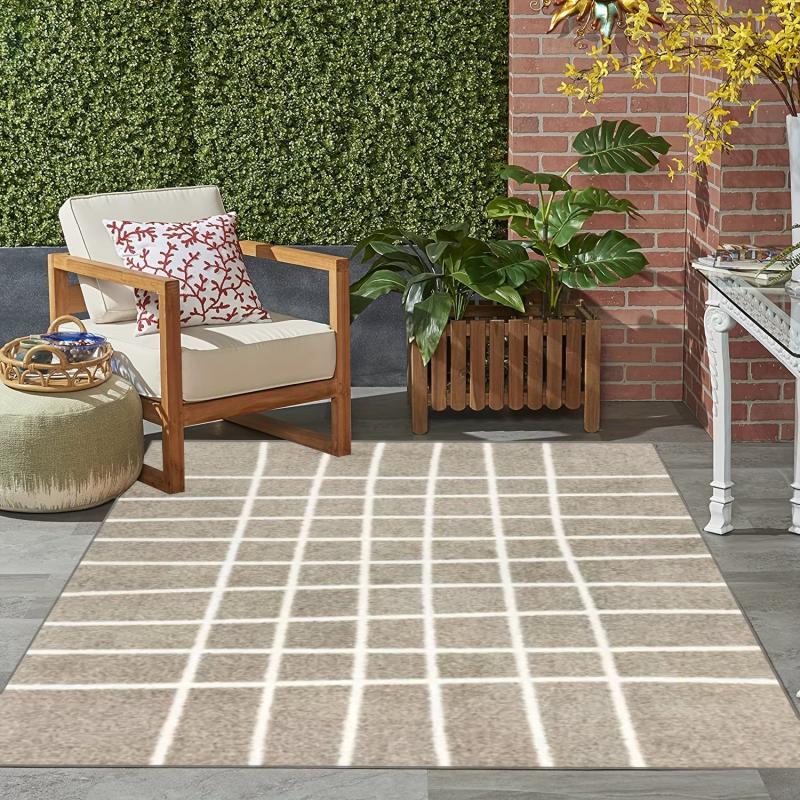 Waterproof Reversible Outdoor Rug Mat Vintage Boho Style Machine Washable