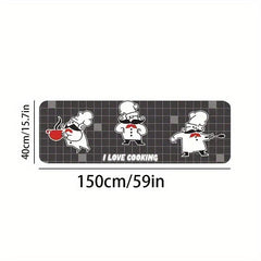 Cartoon Chef Print Kitchen Mat Anti Slip Polyester Carpet