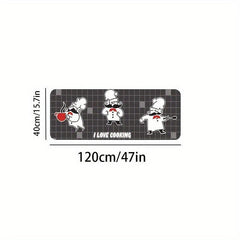 Cartoon Chef Print Kitchen Mat Anti Slip Polyester Carpet