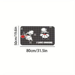 Cartoon Chef Print Kitchen Mat Anti Slip Polyester Carpet