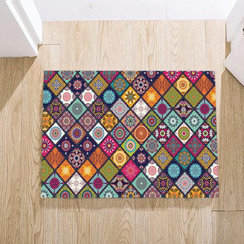 Retro Lattice Pattern Carpet Mat Kitchen Bathroom Waterproof Absorbent