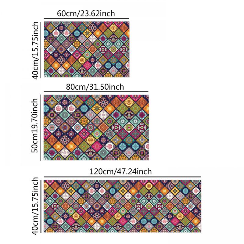 Retro Lattice Pattern Carpet Mat Kitchen Bathroom Waterproof Absorbent