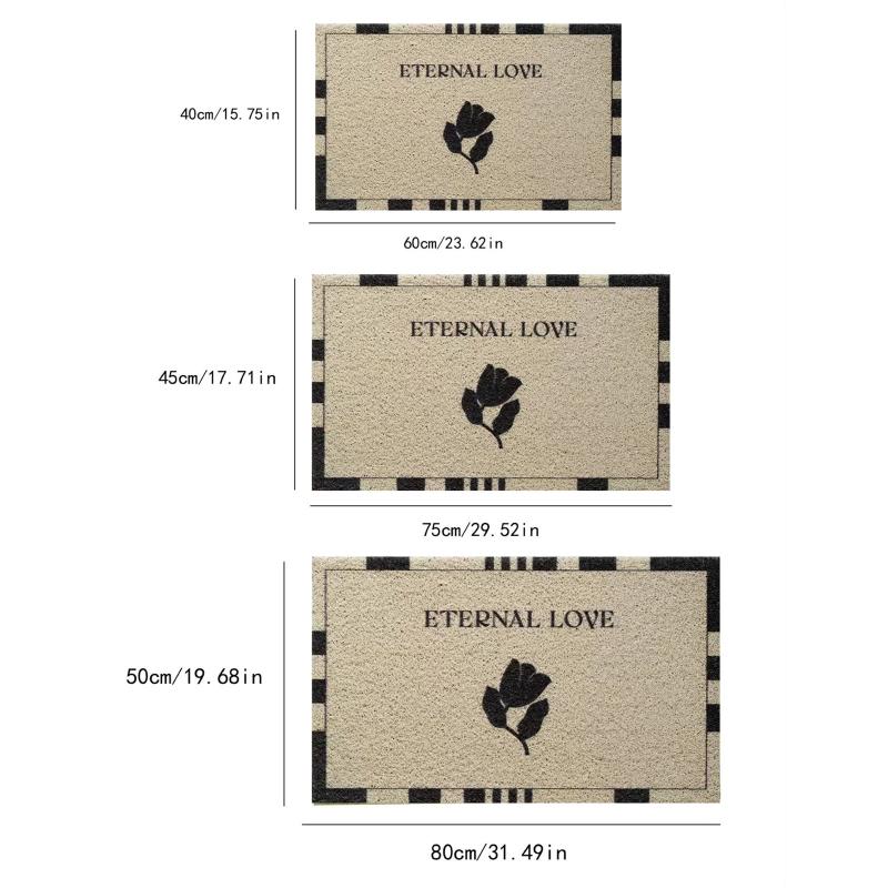 Flower Pattern Non Slip Bath Rug Synthetic Door Mat