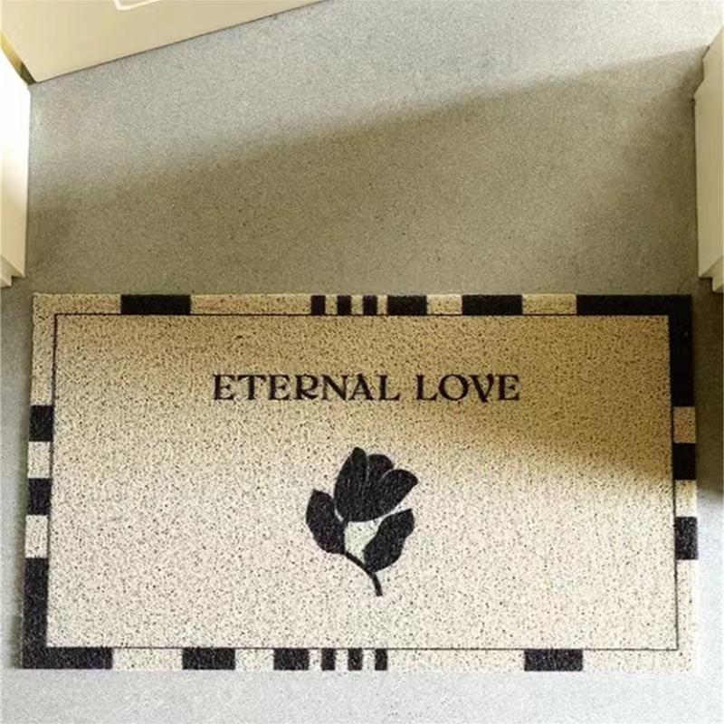 Flower Pattern Non Slip Bath Rug Synthetic Door Mat