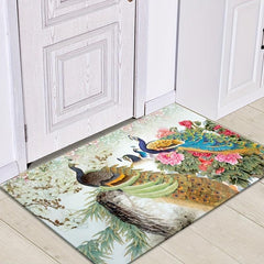 Thickened Welcome Door Mat Traditional Birds Non Slip Fluffy Throw Floor Mat