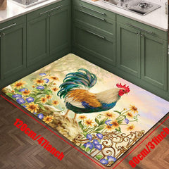 Rustic Sunflower Rooster Kitchen Mat Non Slip Indoor Outdoor Floor Mat