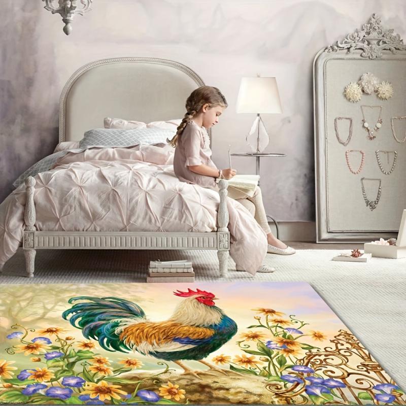 Rustic Sunflower Rooster Kitchen Mat Non Slip Indoor Outdoor Floor Mat