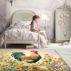 Rustic Sunflower Rooster Kitchen Mat Non Slip Indoor Outdoor Floor Mat