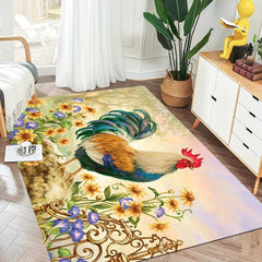 Rustic Sunflower Rooster Kitchen Mat Non Slip Indoor Outdoor Floor Mat