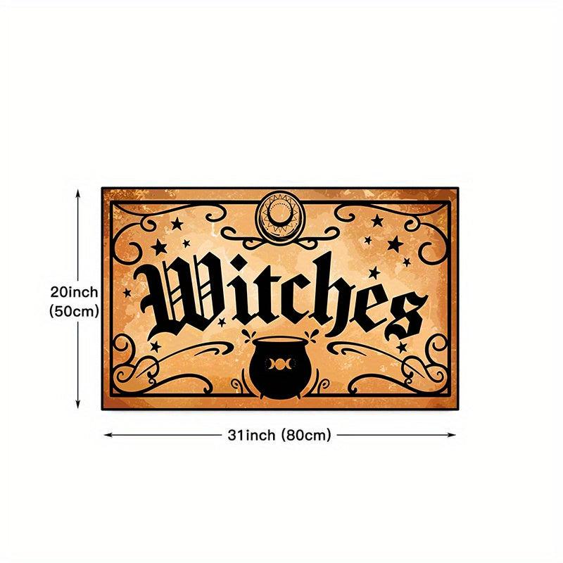 Retro Vintage Witches Halloween Rug Set Goth Occult Pattern