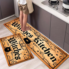 Retro Vintage Witches Halloween Rug Set Goth Occult Pattern