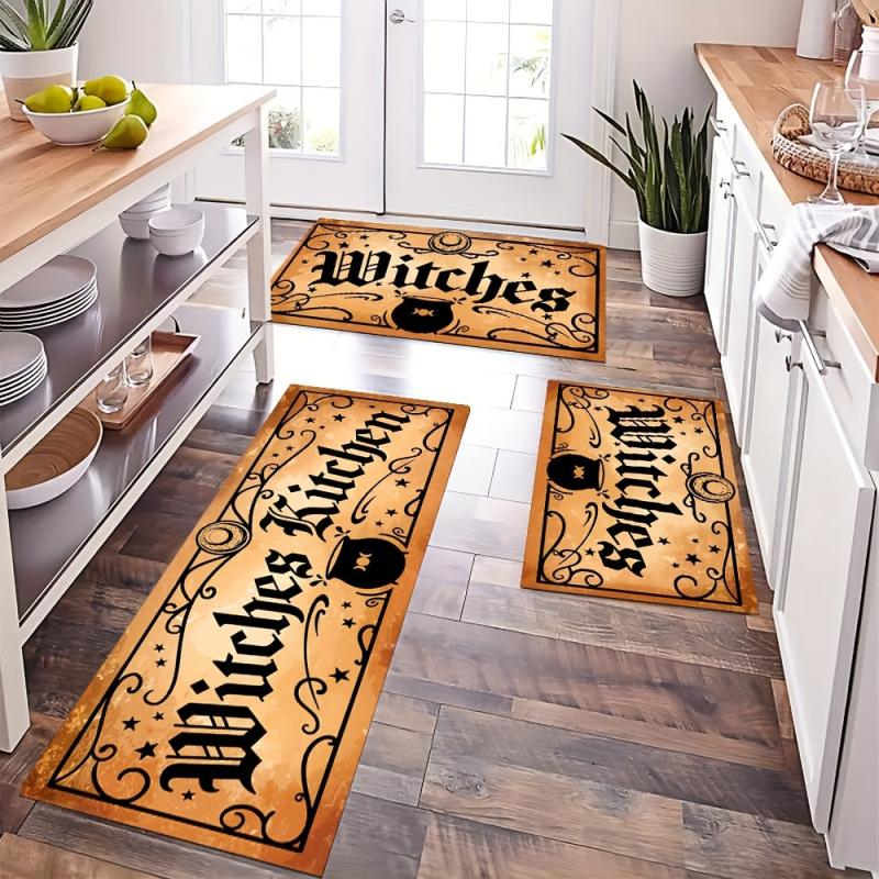 Retro Vintage Witches Halloween Rug Set Goth Occult Pattern