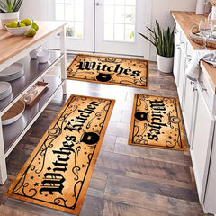 Retro Vintage Witches Halloween Rug Set Goth Occult Pattern