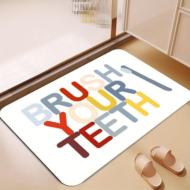 Colorful Letter Pattern Bath Rug Soft Absorbent Non-slip Bath Mat