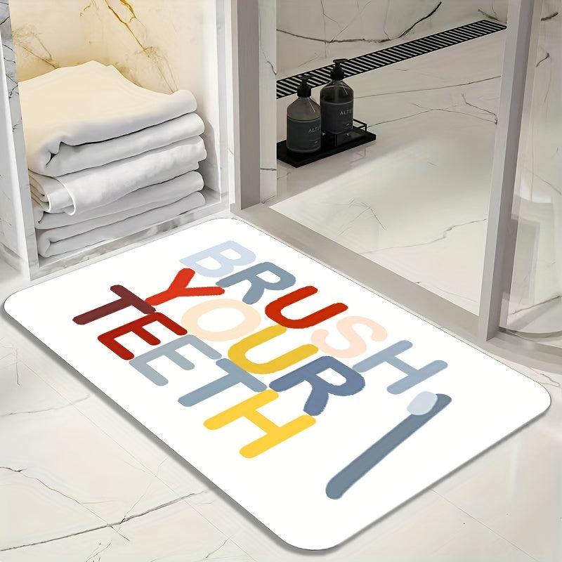 Colorful Letter Pattern Bath Rug Soft Absorbent Non-slip Bath Mat