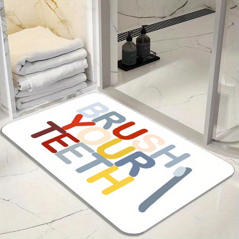 Colorful Letter Pattern Bath Rug Soft Absorbent Non-slip Bath Mat