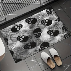 Dark Gothic Skull Area Rug Anti-Skid Halloween Carpet