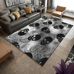 Dark Gothic Skull Area Rug Anti-Skid Halloween Carpet