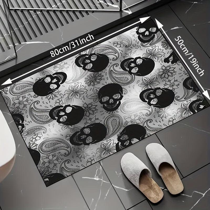 Dark Gothic Skull Area Rug Anti-Skid Halloween Carpet