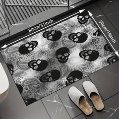 Dark Gothic Skull Area Rug Anti-Skid Halloween Carpet