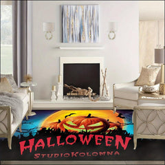 Halloween Area Rug Non-slip Cartoon Ghost Pumpkin Washable Carpet