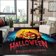 Halloween Area Rug Non-slip Cartoon Ghost Pumpkin Washable Carpet