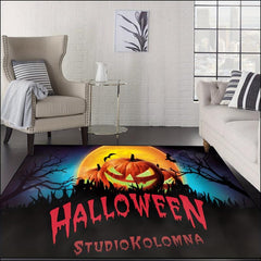 Halloween Area Rug Non-slip Cartoon Ghost Pumpkin Washable Carpet