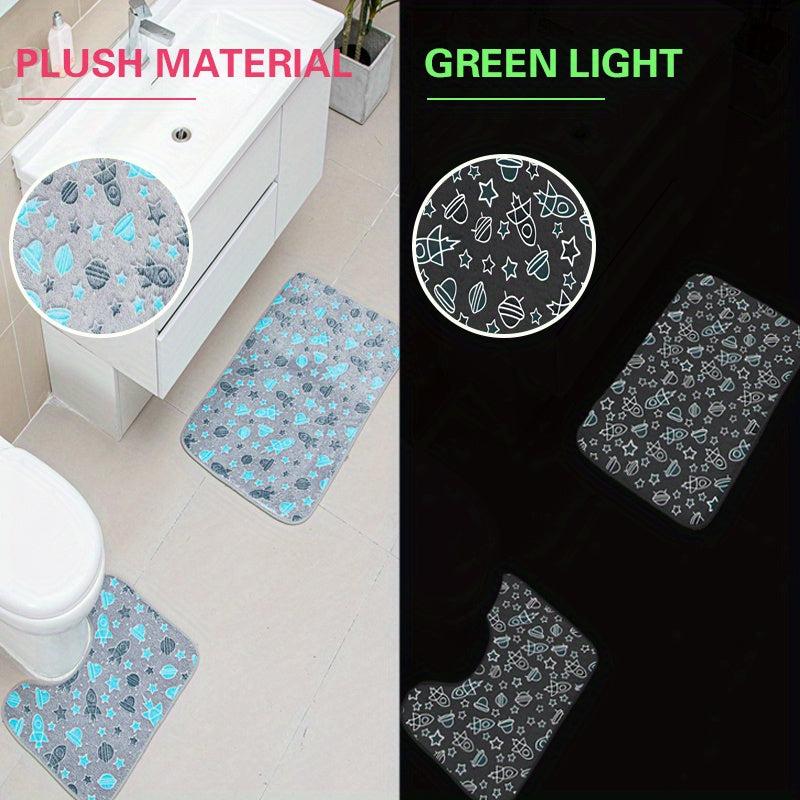 3pcs Night Light Floor Mat Sponge Bathroom Mat Set Non-slip Durable