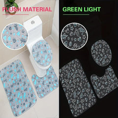 3pcs Night Light Floor Mat Sponge Bathroom Mat Set Non-slip Durable