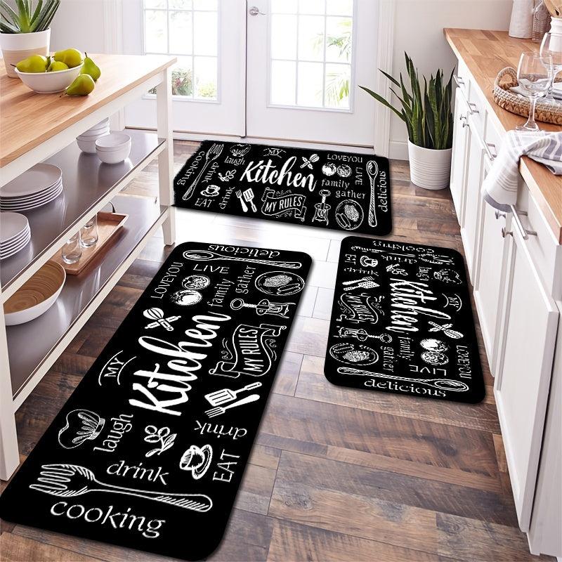 Absorbent Waterproof Kitchen Rug Set Anti Fatigue Runner Non Slip