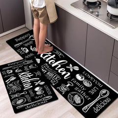 Absorbent Waterproof Kitchen Rug Set Anti Fatigue Runner Non Slip