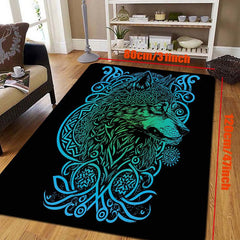 Viking Style Wolf King Printed Rug Stain Resistant Waterproof Floor Mat