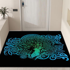 Viking Style Wolf King Printed Rug Stain Resistant Waterproof Floor Mat