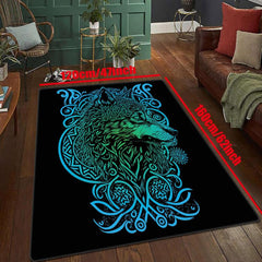 Viking Style Wolf King Printed Rug Stain Resistant Waterproof Floor Mat